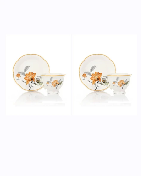 Türk Kahvesi Takımı 2 Kişilik Porselen – Çiçek Desenli | 90 ml ürün görseli