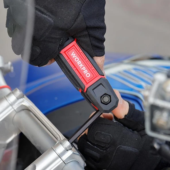 WORKPRO WP222029 9 Parça CR-V İnç Çakı Tipi Profesyonel Allen Anahtar Takımı - Resim 4