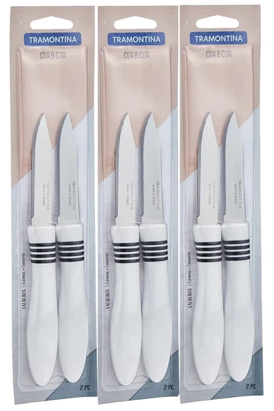 Pinkev Tramontina 6 Adet Tırtıklı Kısa Meyve Soyma Bıçağı Seti Beyaz Renk ürün görseli