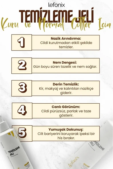 Lefonix SPF 50+ Güneş Kremi 50 ml+Lefonix Kuru ve Normal Ciltler İçin Temizleme Jeli 150 ml - Resim 5