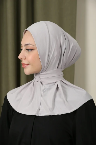 Çıt Çıtlı Bone Tesettür Mayo Üstü Uyumlu Deniz Ve Havuz Bonesi Hijab Gümüş - Resim 3