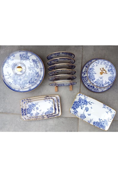 Pinkev 13 Parça 6 Kişilik Pasta Sunum Tabak Seti - Resim 3