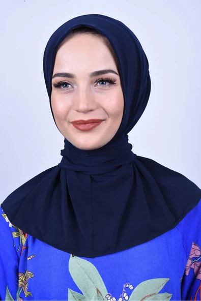 Çıt Çıtlı Bone Tesettür Mayo Üstü Uyumlu Deniz Ve Havuz Bonesi Hijab Lacivert ürün görseli