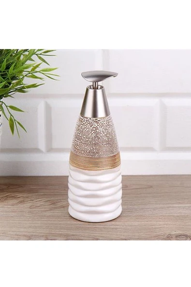 Pinkev Seramik Sıvı Sabunluk - Kahverengi Beyaz ürün görseli