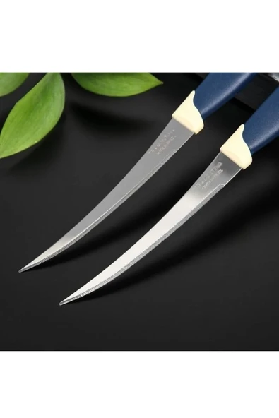 Pinkev Tramontina 2'li Set Paslanmaz Çelik Uzun Kıvrık Tırtıklı Çok Amaçlı Mutfak Bıçağı - Resim 6