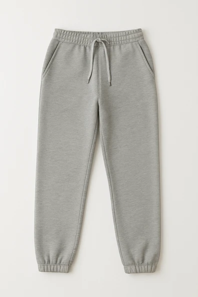 Kadın Paça Lastik Üç İp Şardonlu Lopez Eşofman Altı Gri - Resim 3