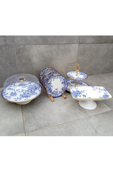 Pinkev 10 Parça Seramik Pasta Sunum Tabağı Seti ürün görseli