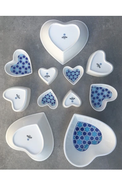 Pinkev 11 Parça Porselen Sosluk Reçellik Çerezlik Servis Sunum Tabağı Kase Takımı Seti - Resim 3