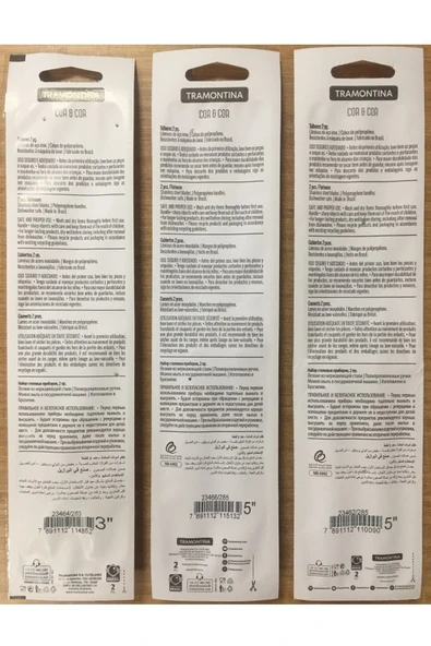 Pinkev Tramontina 6 Adet 3 Boy Tırtıklı Çok Amaçlı Mutfak Bıçak Seti - Beyaz - Resim 4