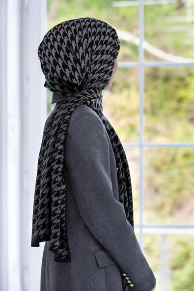 Kadın Lüks Medine Ipeği Şal Gümüş,90x90 ürün görseli