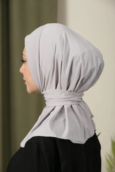 Çıt Çıtlı Bone Tesettür Mayo Üstü Uyumlu Deniz Ve Havuz Bonesi Hijab Gümüş - Resim 2