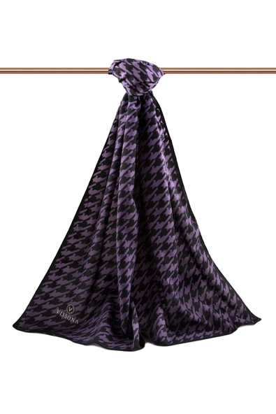 Kadın Lüks Medine Ipeği Şal Lila-2 - Resim 2