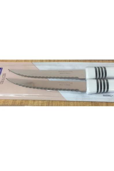 Pinkev Tramontina 2'li Set Paslanmaz Çelik Çok Amaçlı Mutfak Bıçağı - Beyaz Saplı - Resim 3