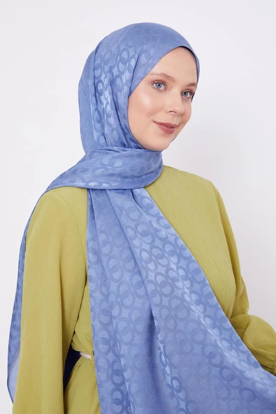 İndigo Halka Desen Jakarlı Janjan şal ürün görseli