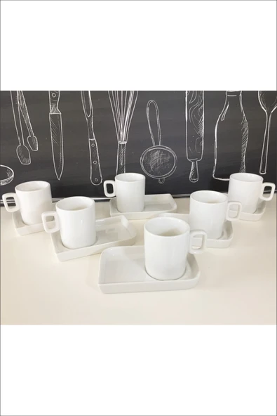 Pinkev 6 Kişilik Sunumlu Porselen Kahve Fincanı Takımı ürün görseli