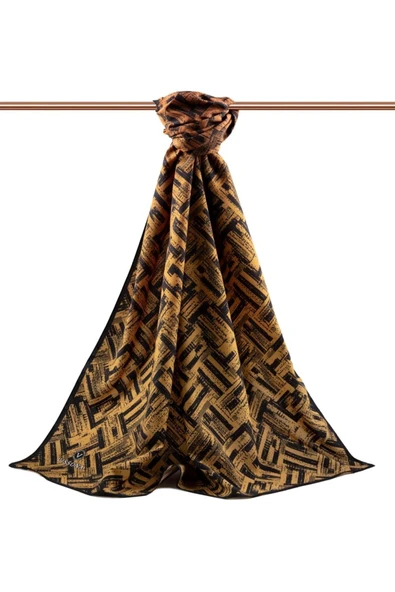 Kadın Lüks Medine Ipeği Şal Hardal - Resim 2