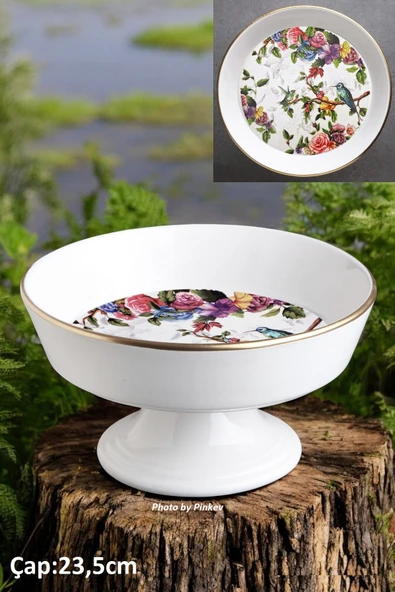 Pinkev Flora 10 Parça Seramik Meyvelikli Pasta Sunum Tabağı Kombin Set - Kup101f - Resim 5