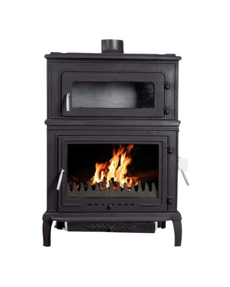 Reyo Stove Salda Üç Camlı Yan Kapak Fırınlı Döküm Şömine Soba - Resim 4