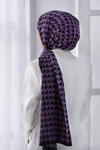 Kadın Lüks Medine Ipeği Şal Lila-2 ürün görseli