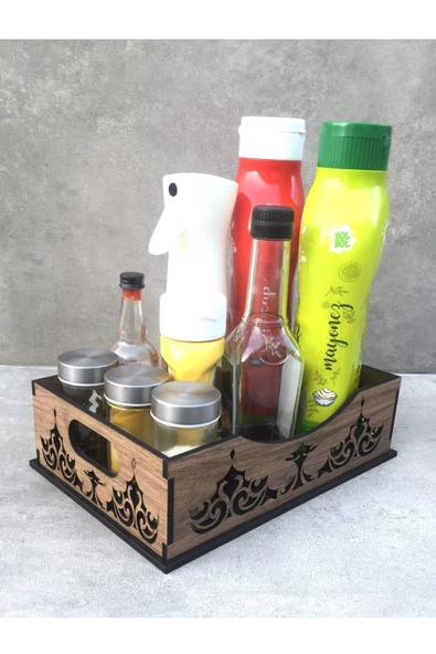 Pinkev Dekoratif Ahşap Çok Amaçlı Mutfak Masa Tezgah Üstü Düzenleyici Organizer Ekmeklik 18x26cm ürün görseli