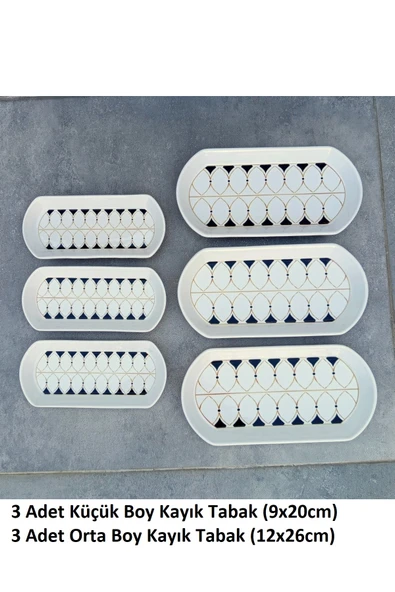 Pinkev 6lı Set 2 Boy Seramik Oval Kayık Tabak ürün görseli