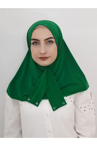 Çıt Çıtlı Tesettür Mayo Üstü Uyumlu deniz ve havuz Bonesi hijap canlı yeşil - Resim 2