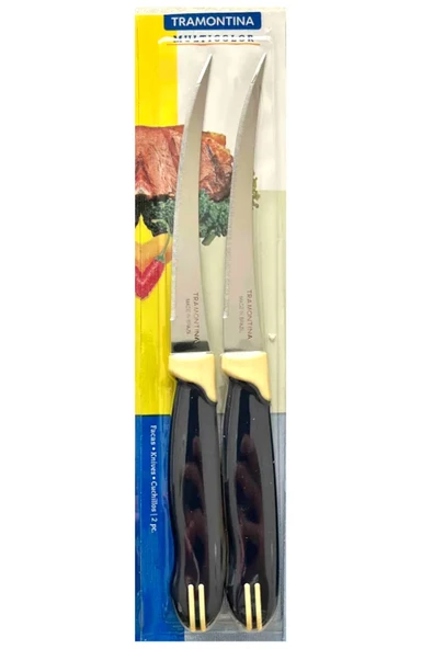 Pinkev Tramontina 2'li Set Paslanmaz Çelik Uzun Kıvrık Tırtıklı Çok Amaçlı Mutfak Bıçağı - Resim 4