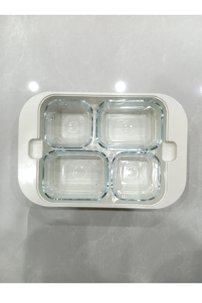 Pinkev 4lü Cam Kapaklı Melamin Tepsili Kahvaltılık Seti - Nar Desenli - Resim 6