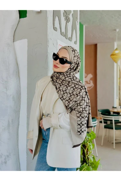 Coach Desen İpek Kaşmir Çift Taraflı Şal - Resim 3