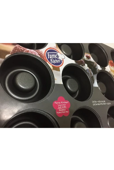 Pinkev Teflon Kaplama Çelik Muffin Kek Kalıbı 12 Bölmeli - Resim 3