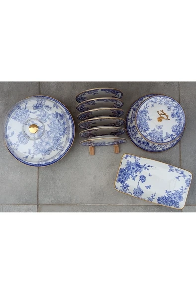 Pinkev 10 Parça Seramik Pasta Sunum Tabağı Seti - Resim 3