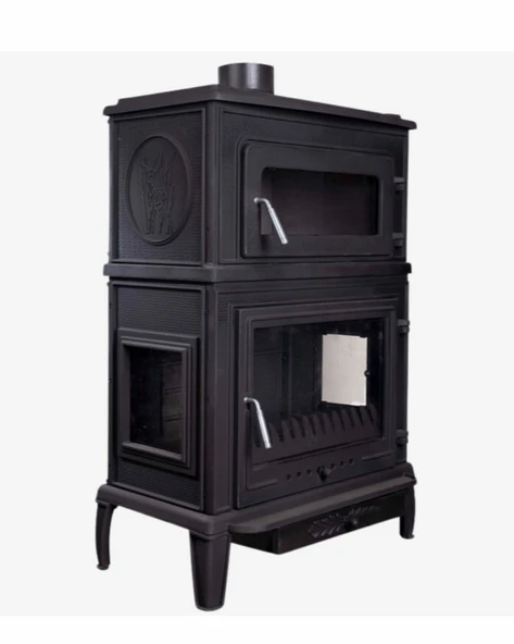 Reyo Stove Salda Üç Camlı Yan Kapak Fırınlı Döküm Şömine Soba - Resim 6