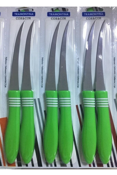 Pinkev Tramontina 6lı Uzun Kıvrık Tırtıklı Mutfak Bıçak Seti - Yeşil ürün görseli