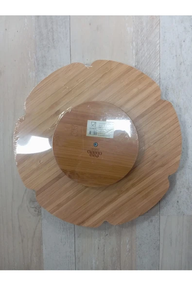 Pinkev Dönen Standlı Bambu Sunum Tabağı - Çap:32cm - Resim 2