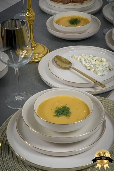 Heda Porselen Rüya Altın Yaldız 24 Parça 6 Kişilik Porselen Yemek Takımı - Resim 3