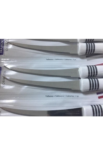 Pinkev Tramontina 6 Adet Lazer Tırtıklı Mutfak Bıçak Seti Beyaz - Resim 2