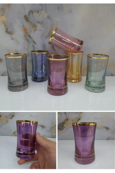 Pinkev 6 Kişilik Renkli Kahve Yanı Bardak Seti 150ml ürün görseli