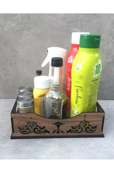 Pinkev Dekoratif Ahşap Çok Amaçlı Mutfak Masa Tezgah Üstü Düzenleyici Organizer Ekmeklik 18x26cm - Resim 2