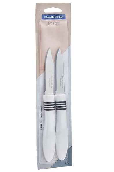 Pinkev Tramontina 6 Adet Tırtıklı Kısa Meyve Soyma Bıçağı Seti Beyaz Renk - Resim 2