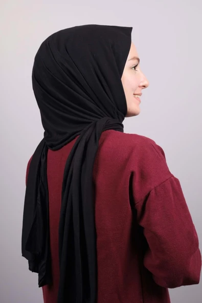 Aslı Düz Renk %100 Viscon Penye Şal - Desen-04 - Siyah ürün görseli