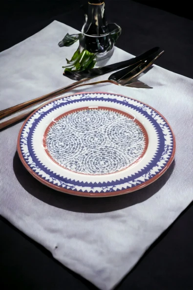 Pinkev Haliç 6 Kişilik Porselen Pasta Tatlı Tabağı Seti - 20cm - Resim 2