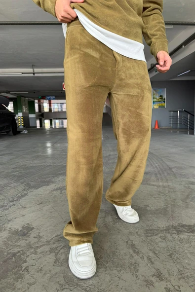 Oversize Fermuarlı Dik Yaka Baggy Pantolonlu Polar Takım - Resim 2