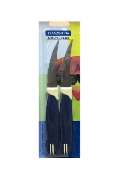 Pinkev Tramontina 2li Set Paslanmaz Çelik Kısa Kıvrık Tırtıklı Bıçak - Lacivert - Resim 4