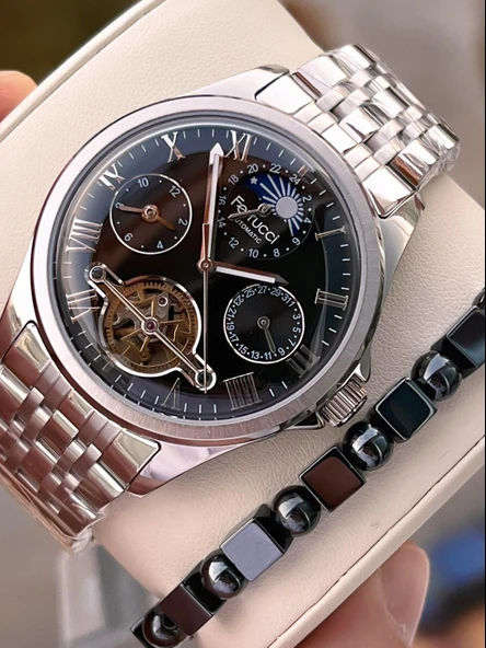 Ferrucci Otomatik Mehtap Ve Güneş Kadranlı Bileklik Hediyeli 3 Atm Erkek Kol Saat FF.G3606.5 ürün görseli