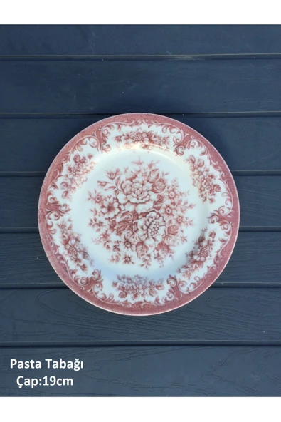 Pinkev 6 Kişilik Porselen 19cm Pasta Tatlı Tabağı Tabak Seti - Red Rosabella ürün görseli