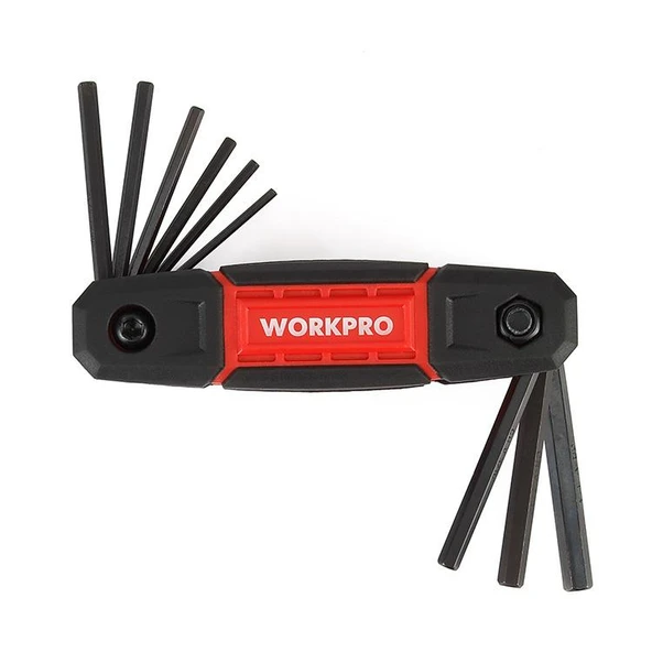 WORKPRO WP222029 9 Parça CR-V İnç Çakı Tipi Profesyonel Allen Anahtar Takımı - Resim 2