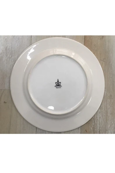 Pinkev Mona 6 Kişilik Siyah Desenli Porselen Pasta Tatlı Tabağı Seti - 20cm - Resim 3