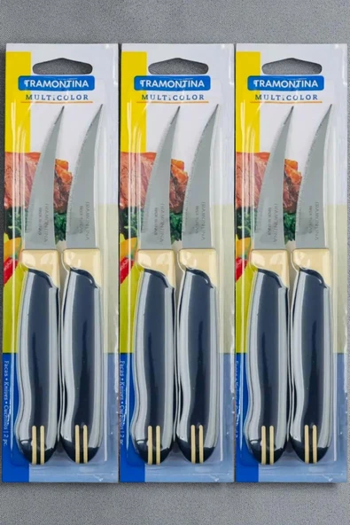 Pinkev Tramontina 6'lı Set Paslanmaz Çelik Kısa Kıvrık Tırtıklı Meyve Soyma Bıçağı ürün görseli