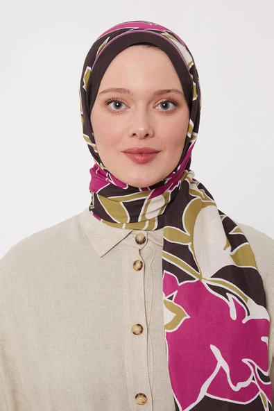 Yağ Yeşili Yaprak Desen Royal Şal - Resim 2