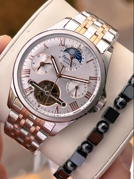 Ferrucci Otomatik Mehtap Ve Güneş Kadranlı Bileklik Hediyeli 3 Atm Erkek Kol Saat FF.G3606.4 ürün görseli